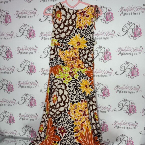 Floral dress cinching ribbon 🎀 tie shoulder stretchy slinky flowers hippie - Picture 12 of 12